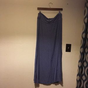 Blue and white striped maxi skirt
